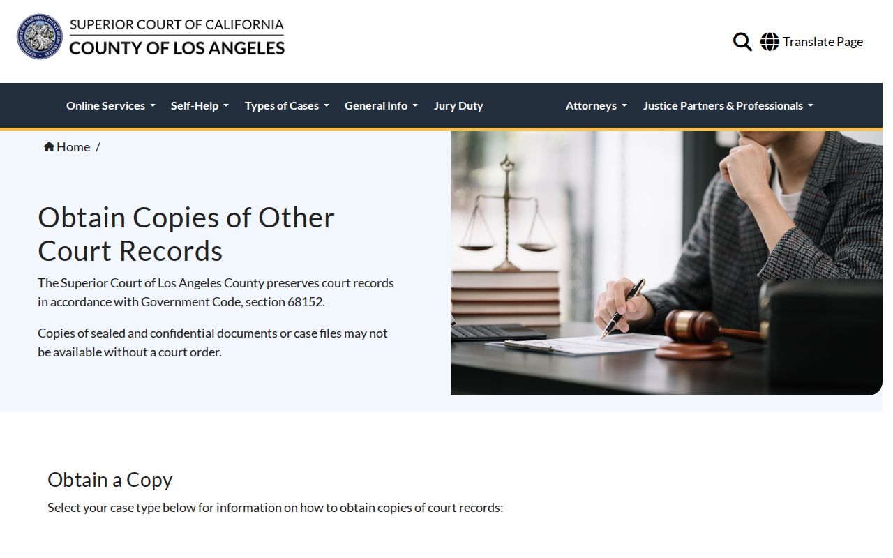 Glendale public records Los Angeles Superior Court record copy guidance